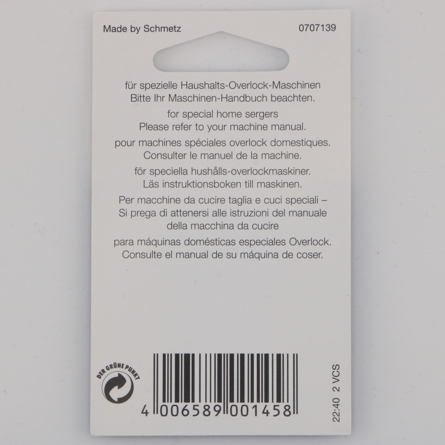 Aiguille Overlock ELx705 NM 80  pour surjeteuses et recouvreuses, idéale pour tissus tissés