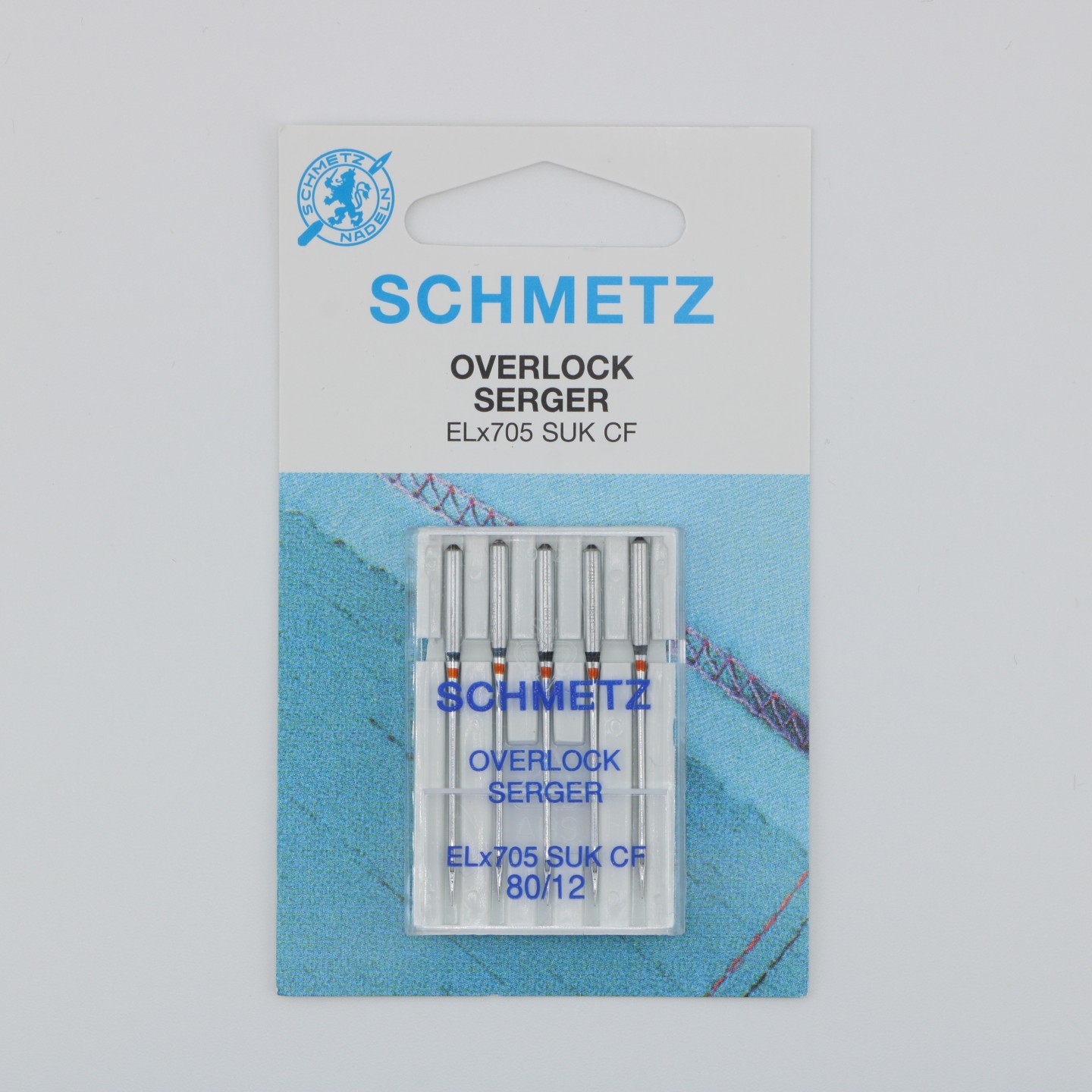 Aiguille Overlock ELx705 CF SUK NM 80 pour surjeteuse, spéciale maille et tissus extensibles
