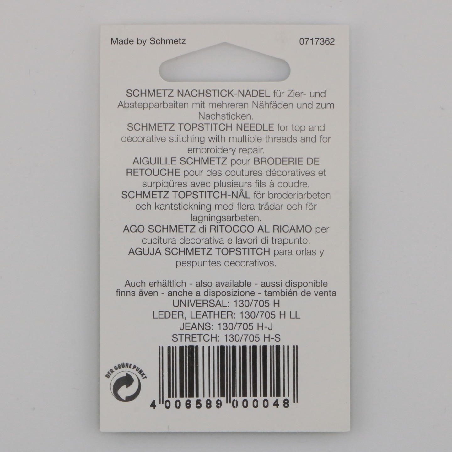 Aiguille Topstitch NM 100  130/705 H N pour fils décoratifs épais et coutures visibles sur tissus denses