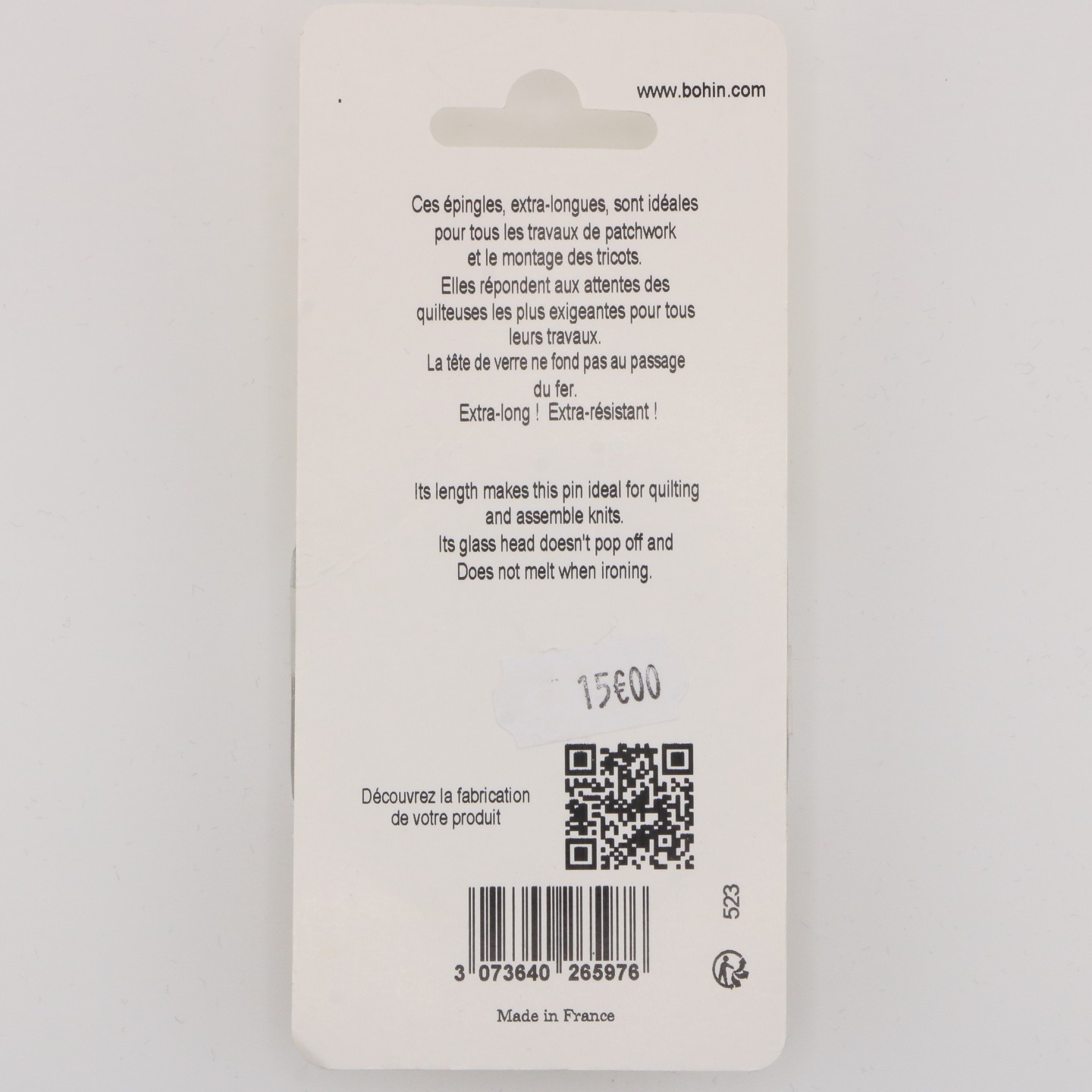Épingles à quilter extra-longues 48 mm 100 pièces