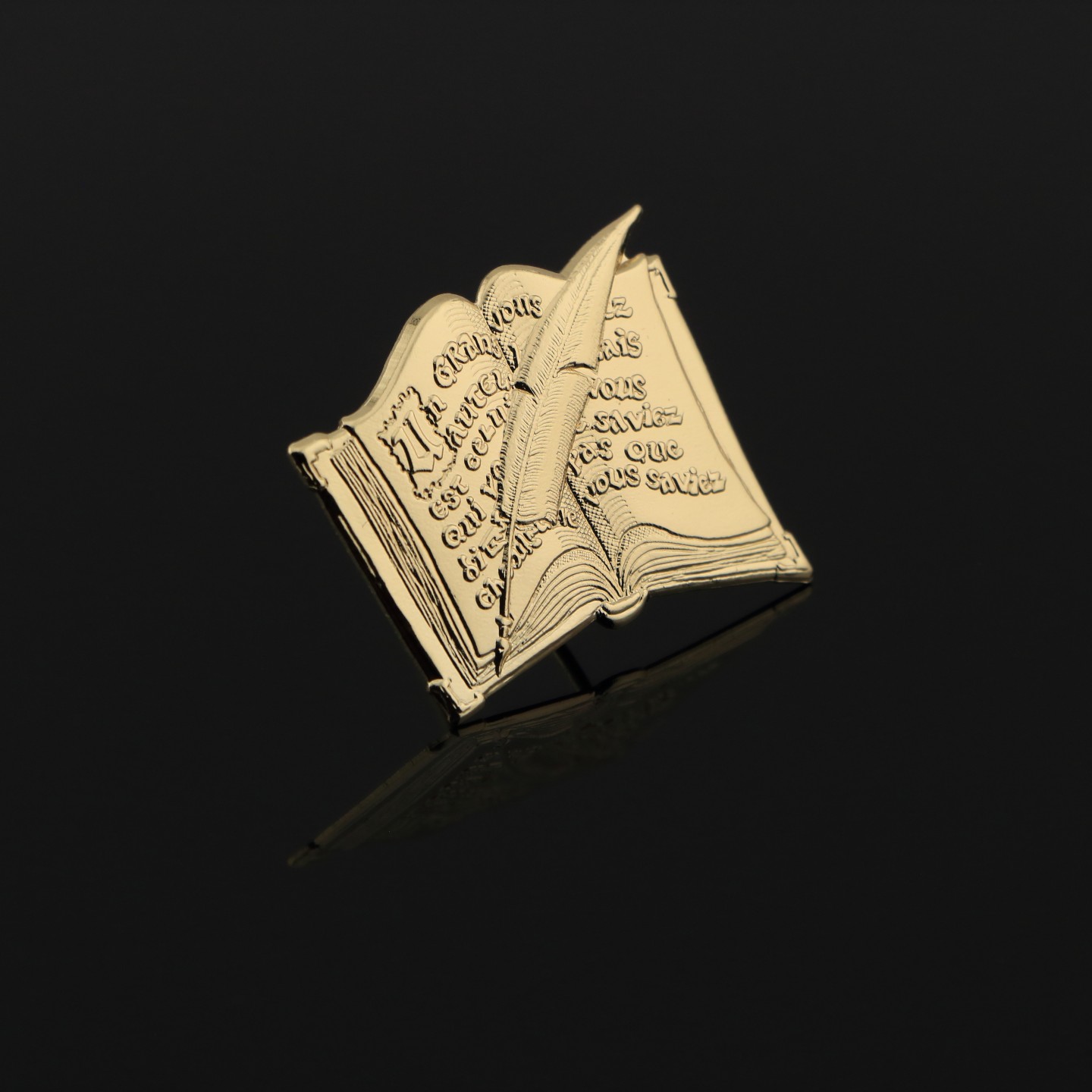 Livre ouvert avec plumes : Étudiant en Lettres & Langues