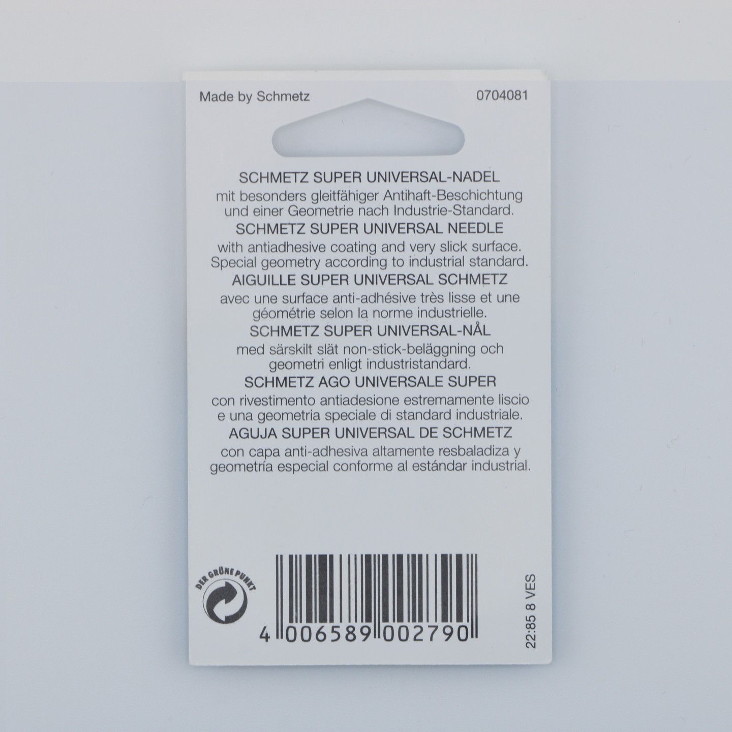 Aiguille Super Universelle NM 100  130/705 SU pour tissus difficiles et matières collantes